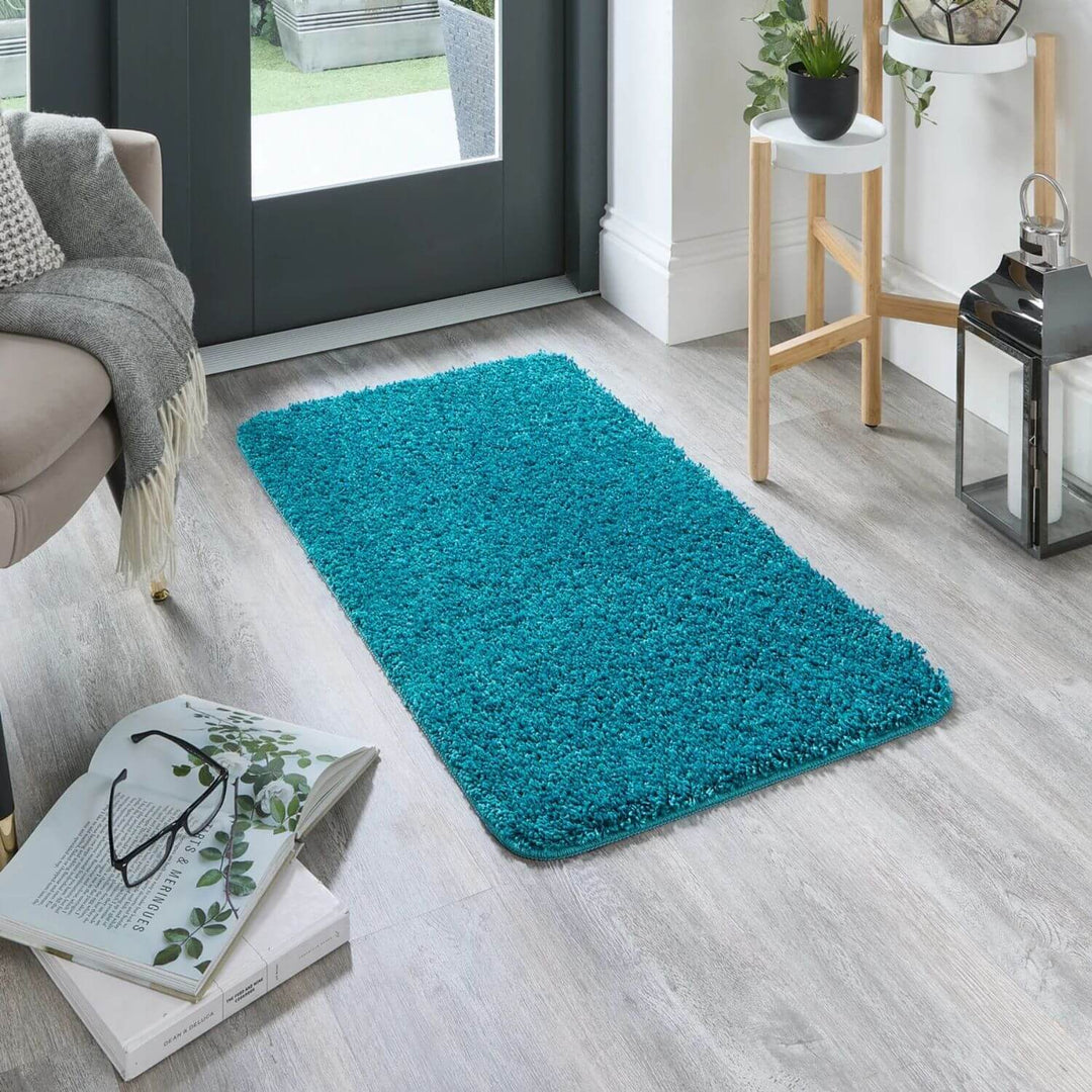 Washable Teal Shaggy Rug | Luxury British Design | The Rugs