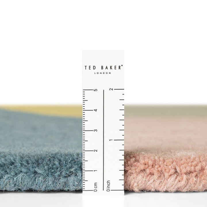 Ted Baker Wool Rug, Beige Multicolour, cotton backing, geometric design, hard-wearing rug, hand-woven rug.