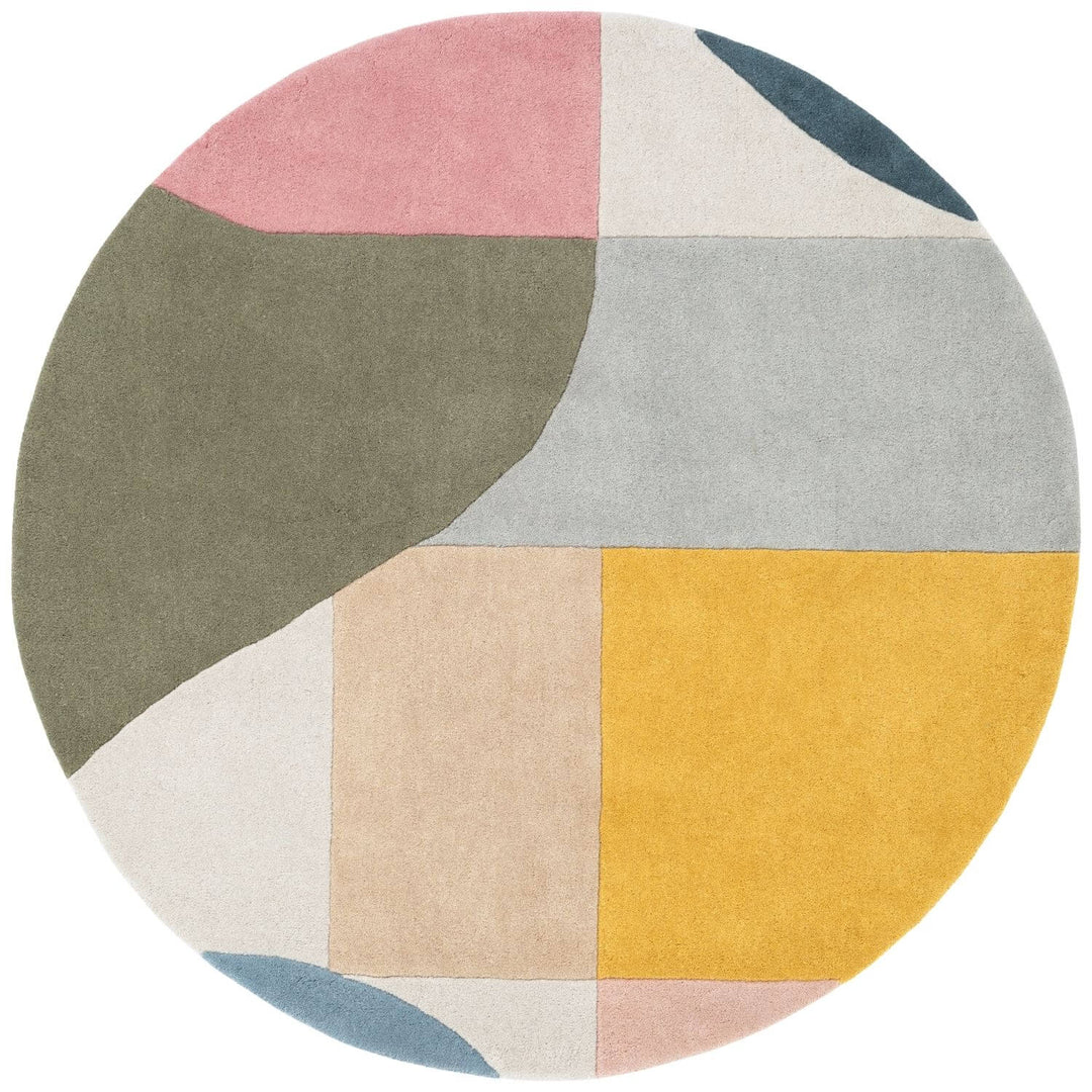 Ted Baker Wool Multicolour Rug, underfloor heating, thick pile, abstract geometry design, hand-crafted rug.