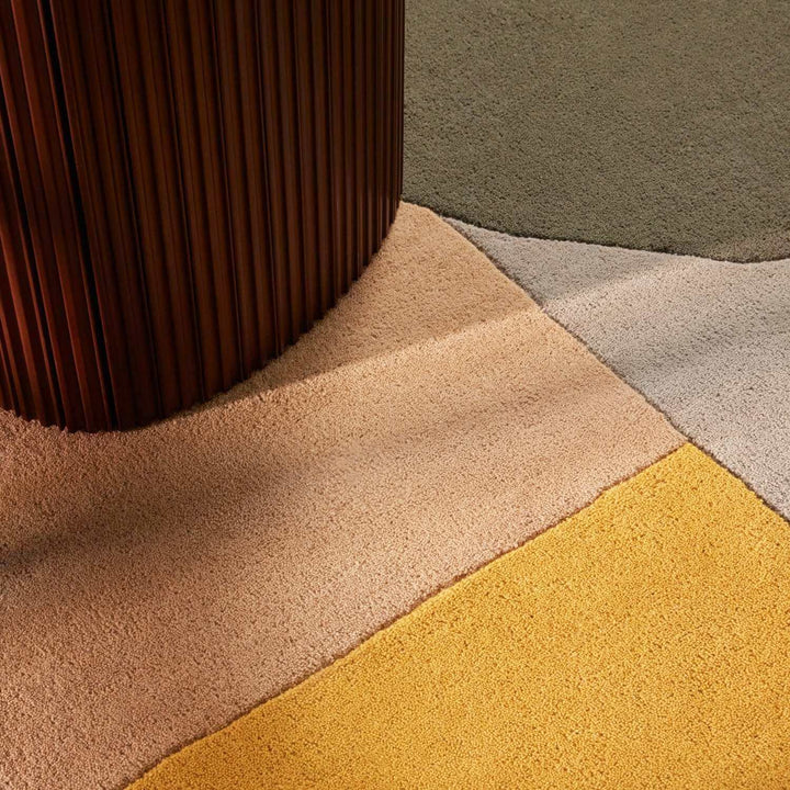 Ted Baker Wool Multicolour Rug, underfloor heating, thick pile, abstract geometry design, hand-crafted rug.