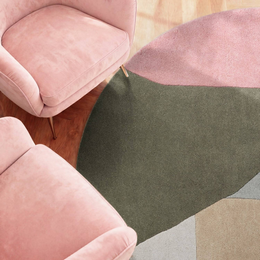 Ted Baker Wool Multicolour Rug, underfloor heating, thick pile, abstract geometry design, hand-crafted rug.