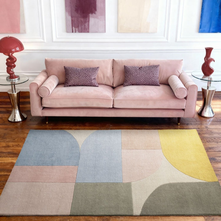 Ted Baker wool cream multicolour rug, shed-resistant, eco-friendly, sound-absorbing, hand-made rug.