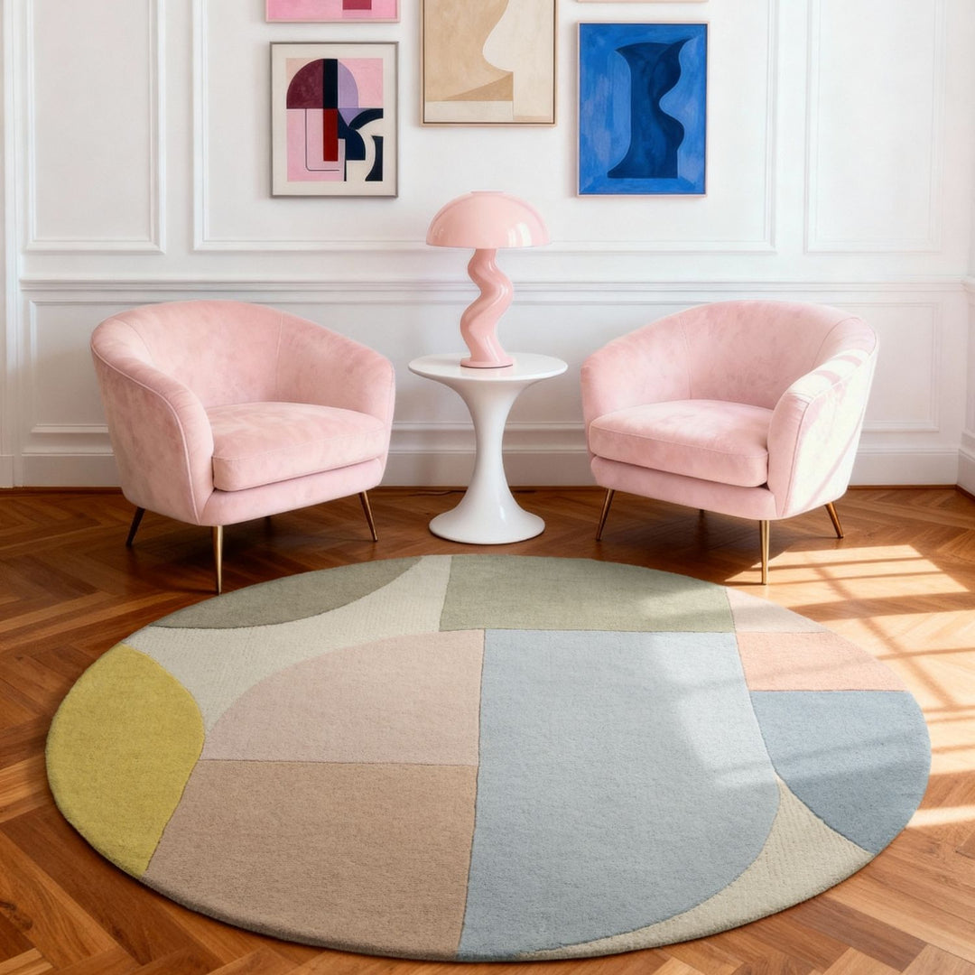 Ted Baker wool cream multicolour rug, shed-resistant, eco-friendly, sound-absorbing, hand-made rug.