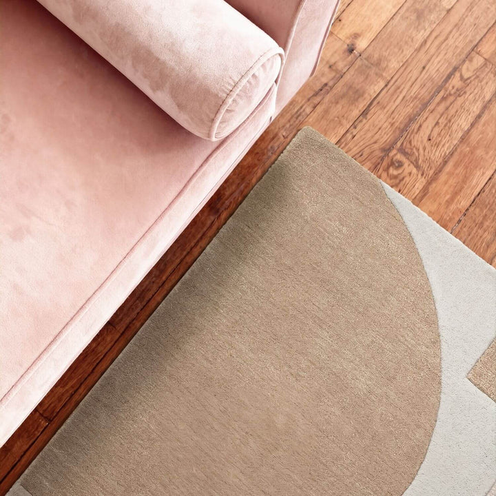Ted Baker wool Cream beige rug, geometric design, ultra soft pile, hand-woven, durable material.