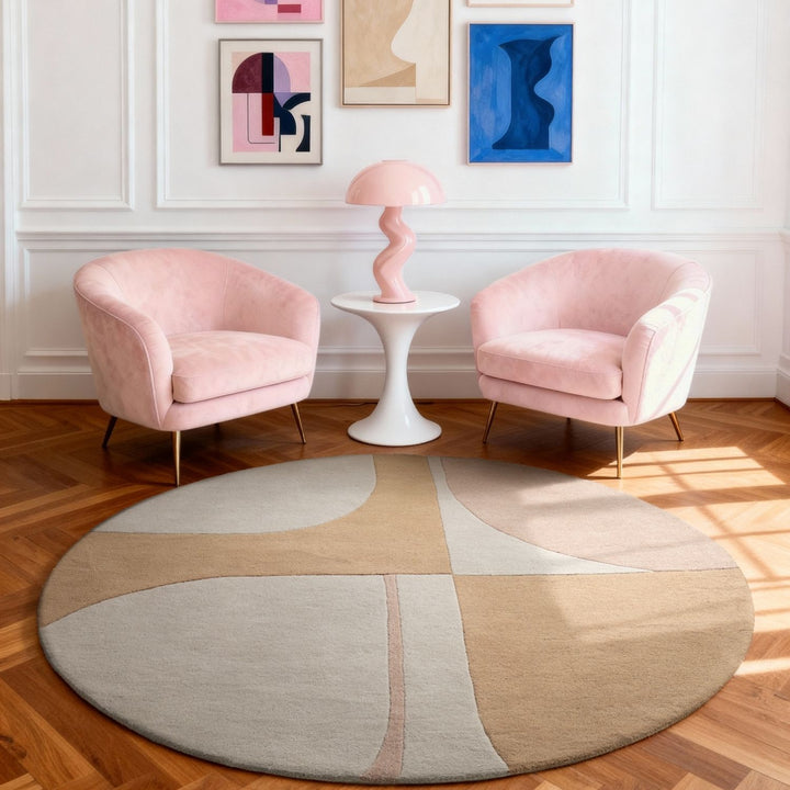 Ted Baker wool Cream beige rug, geometric design, ultra soft pile, hand-woven, durable material.