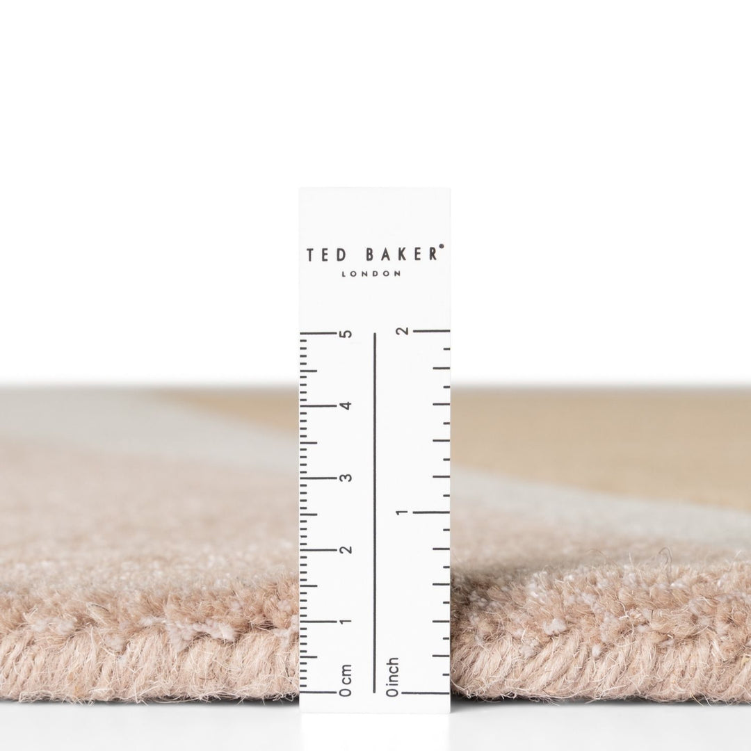 Ted Baker wool Cream beige rug, geometric design, ultra soft pile, hand-woven, durable material.