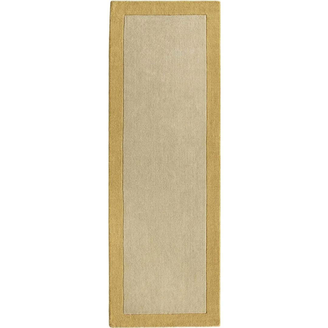 Bordered Ochre Wool Rug | Handcrafted Beauty | The Rugs