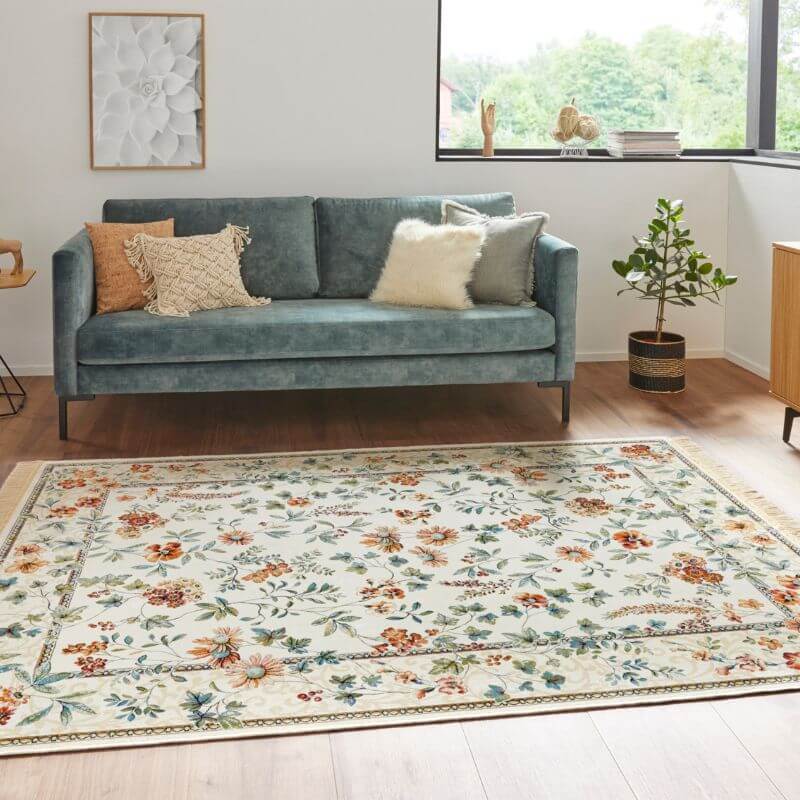 Velvet Rag Rug The Rugs Oriental Flowers Velvet Cream Rug - Quality Comfort