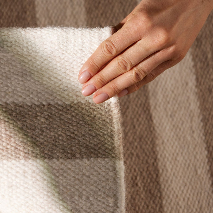 Vika Beige colour wool rug, textured pile, reversible rug, eco-friendly, hand-made rug.