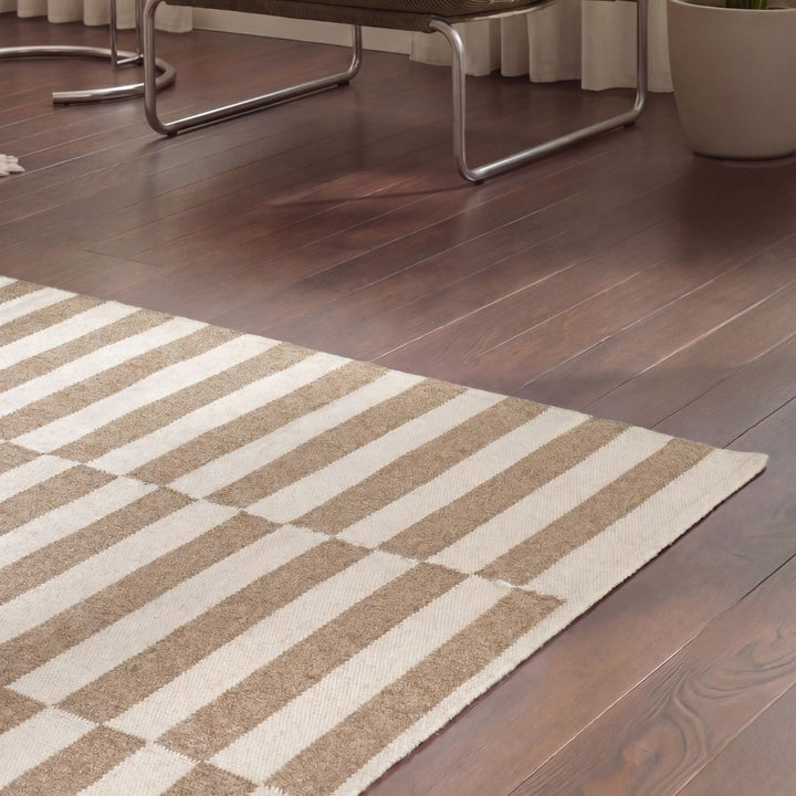 Vika Beige colour wool rug, textured pile, reversible rug, eco-friendly, hand-made rug.