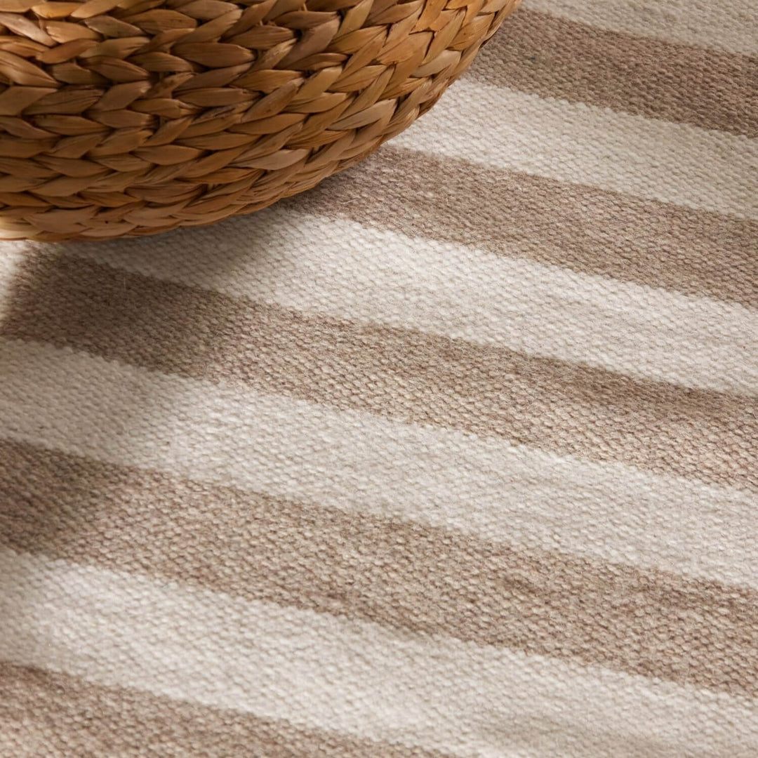 Vika Beige colour wool rug, textured pile, reversible rug, eco-friendly, hand-made rug.