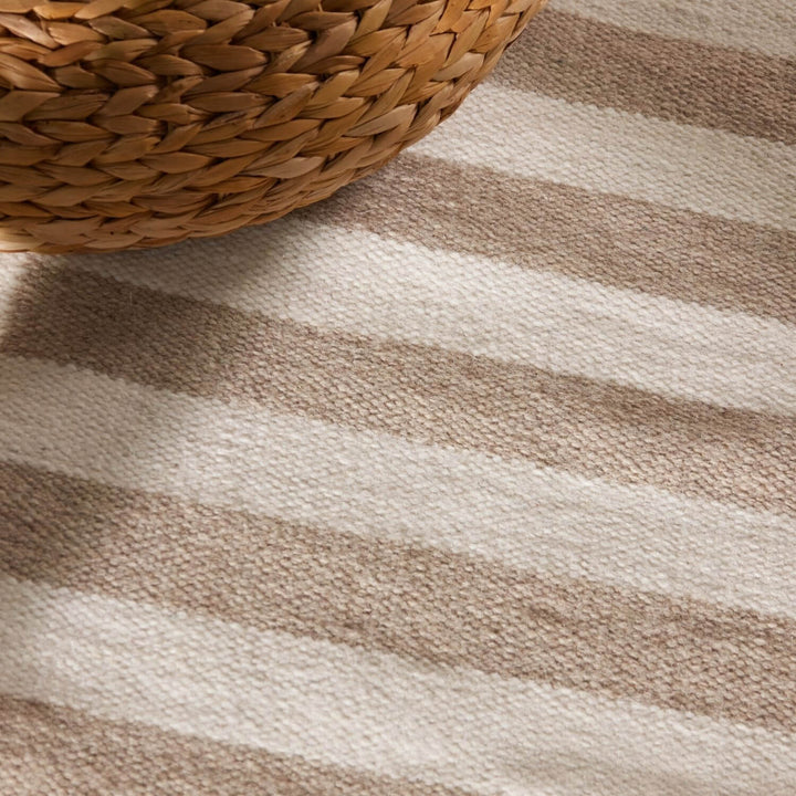 Vika Beige colour wool rug, textured pile, reversible rug, eco-friendly, hand-made rug.