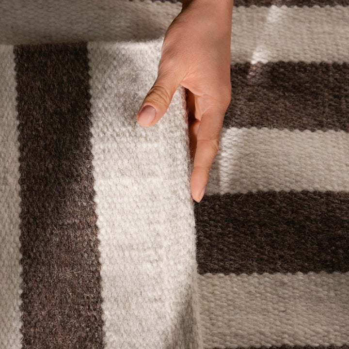 Vika Brown Wool Rug sound-absorbing rug, long-lasting, hand-woven rug.