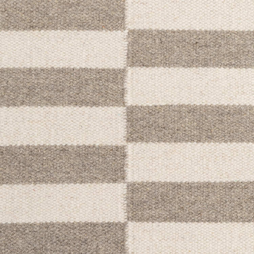 Vika Grey wool rug, striped design, reversible, underfloor heating, hand-woven, easy-care rug.