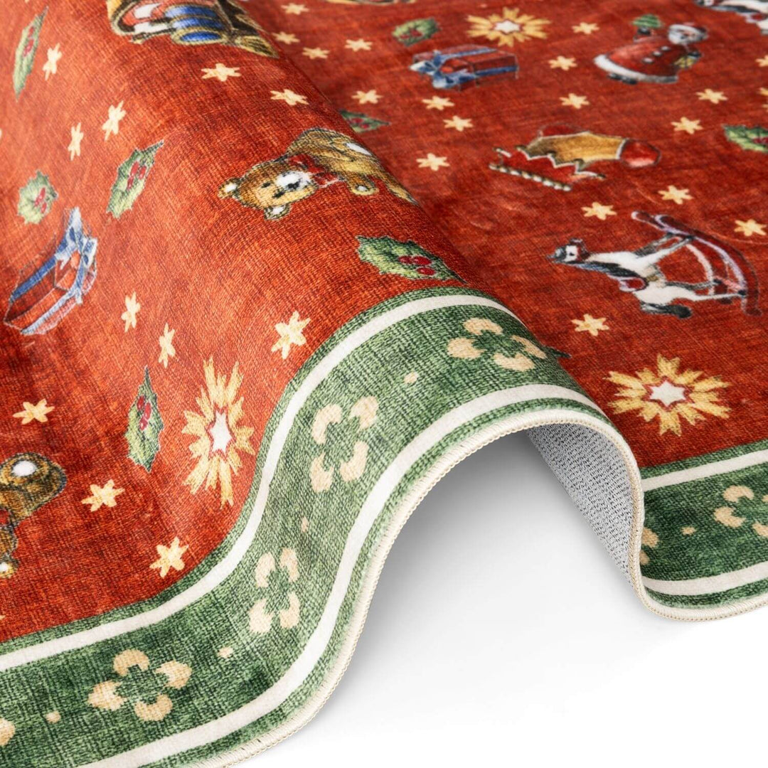 Red green colours rug, christmas, playfull design, non-slip, ideal for every room, soft durable materials.