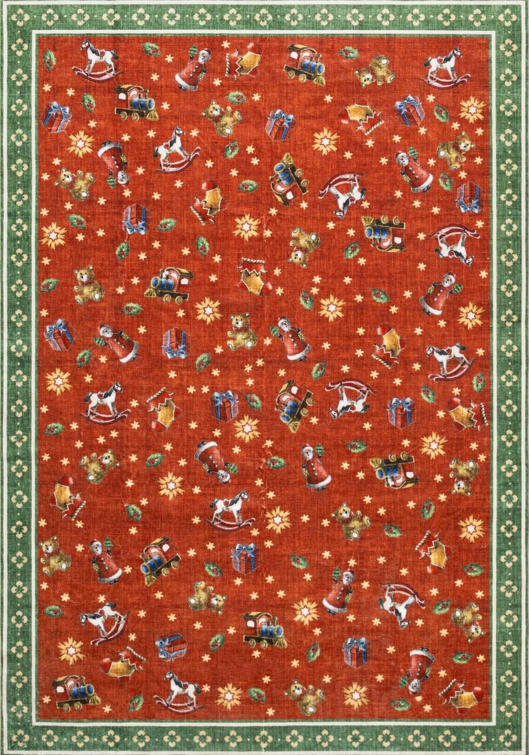 Red green colours rug, christmas, playfull design, non-slip, ideal for every room, soft durable materials.
