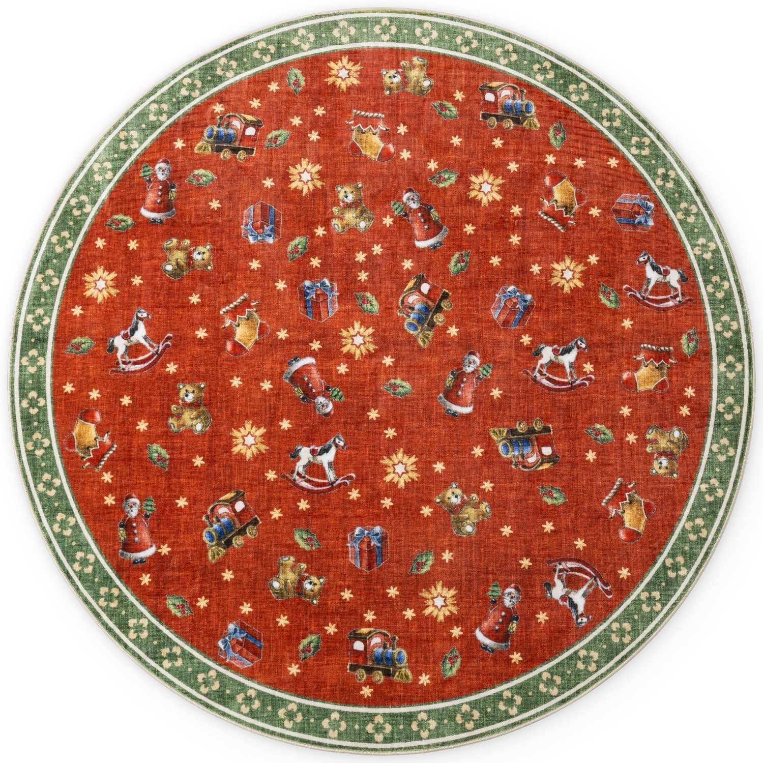 Red green colours rug, christmas, playfull design, non-slip, ideal for every room, soft durable materials.