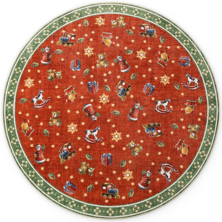 Red green colours rug, christmas, playfull design, non-slip, ideal for every room, soft durable materials.