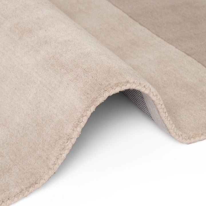 Wool Rug, cream brown colours, hand-made, thick pile rug, vacuum friendly.