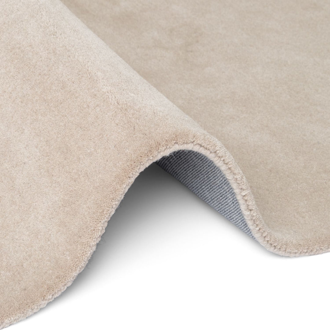 Wool rug, cream beige colours, striped design, cotton backing, hand-crafted, easy care.
