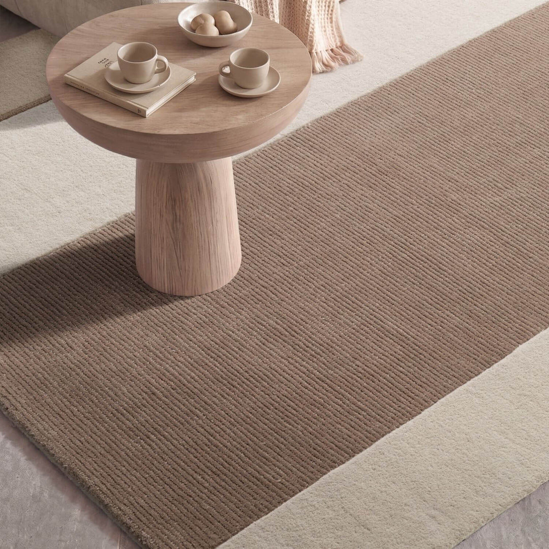 Villeroy &amp; Boch 1888 Wool Rug, cream-brown colours, striped design, easy to clean, pure wool, for everyday living.