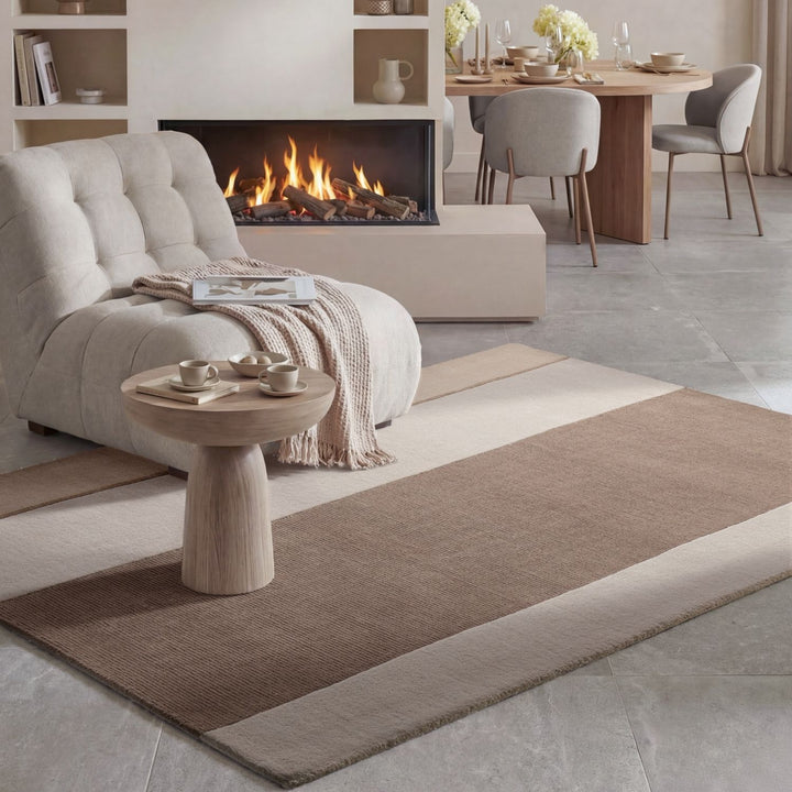 Villeroy &amp; Boch 1888 Wool Rug, cream-brown colours, striped design, easy to clean, pure wool, for everyday living.
