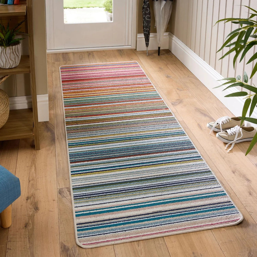The Rugs Washable Indoor Mat Stripe Design | Durable Runner