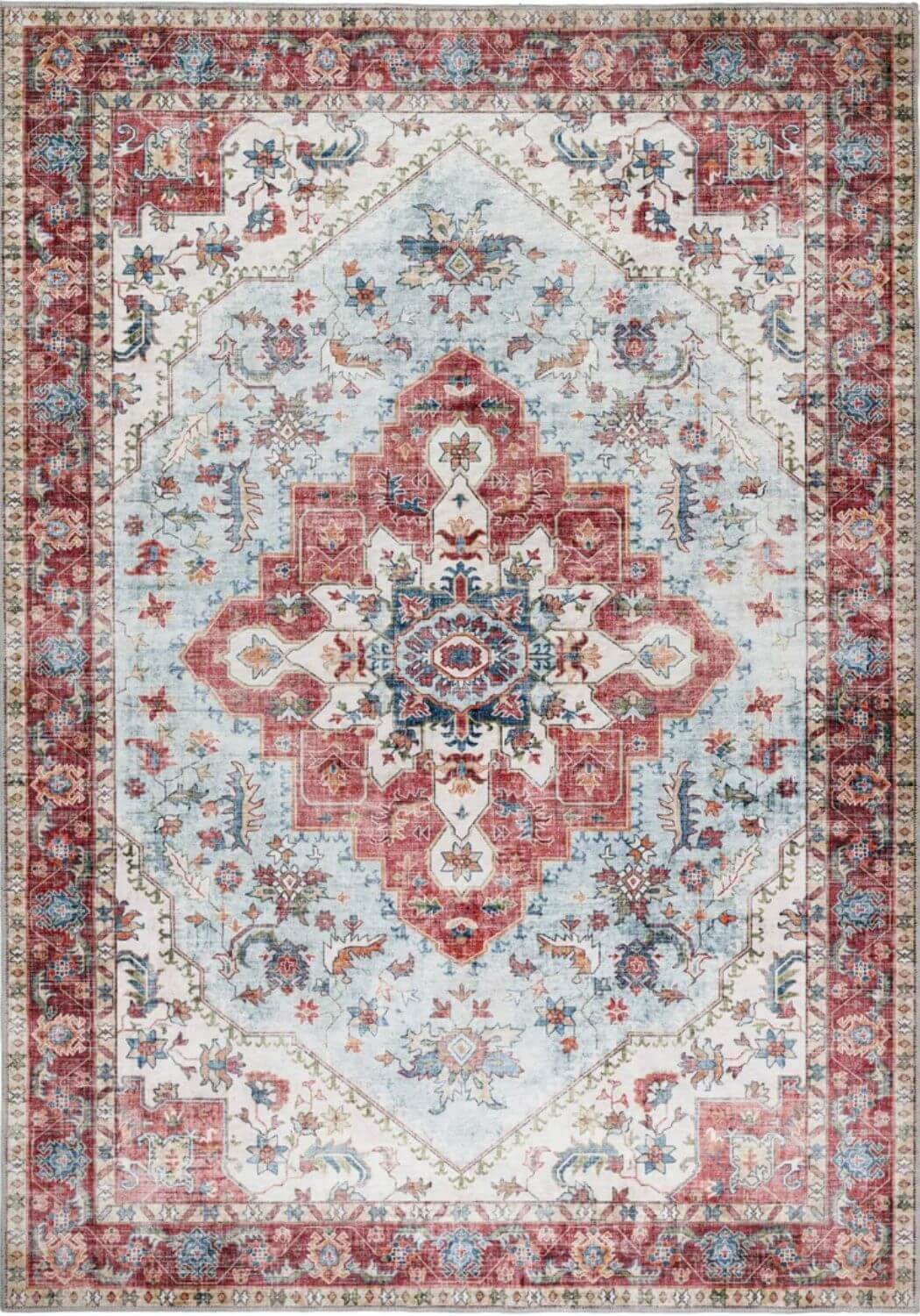 The Rugs Washable Rug Eterna Red: Vintage Style - Easy Care