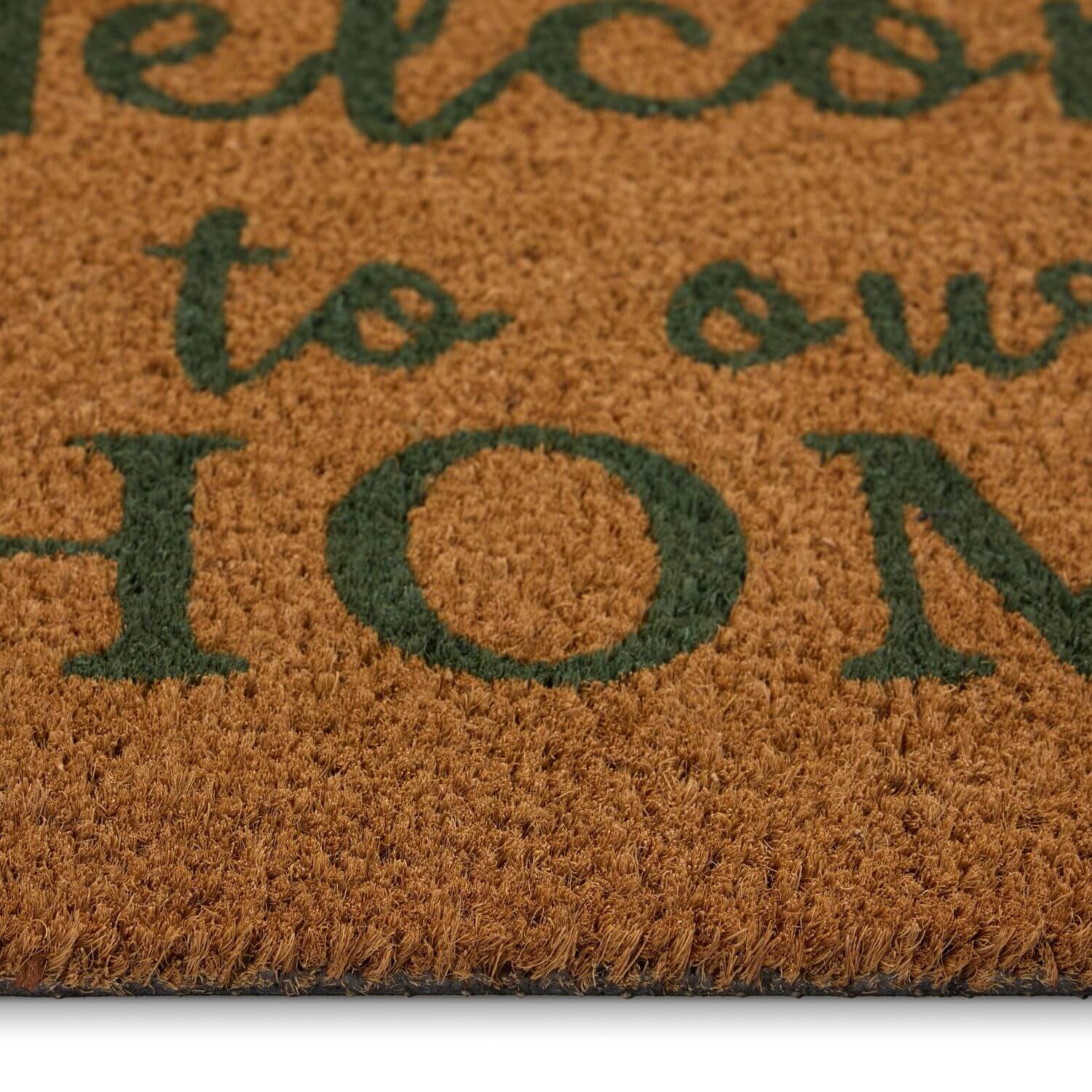 Doormat with 'Welcome to our Home' text on a brown background