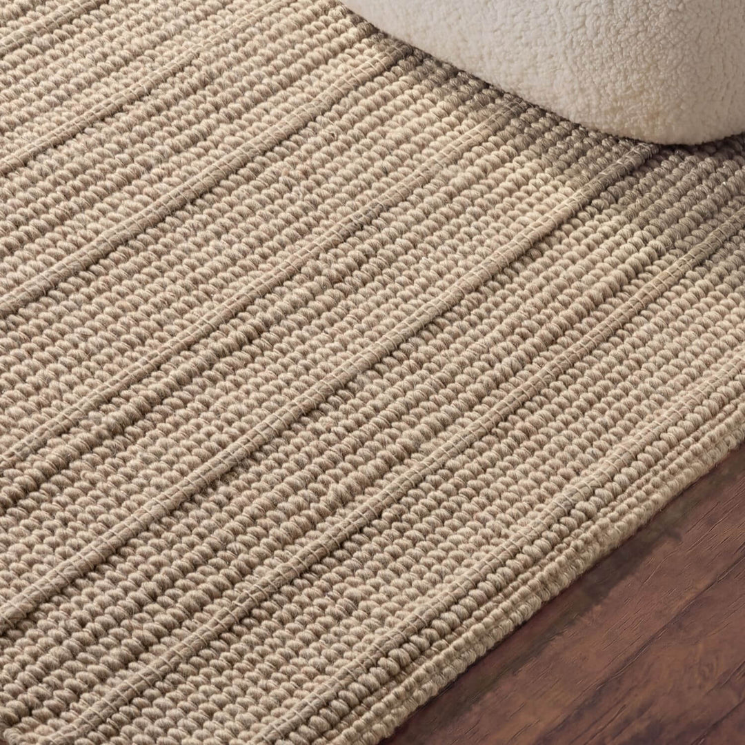 Camden Wool Parker Rug Beige High-quality, textured design, durable pile.