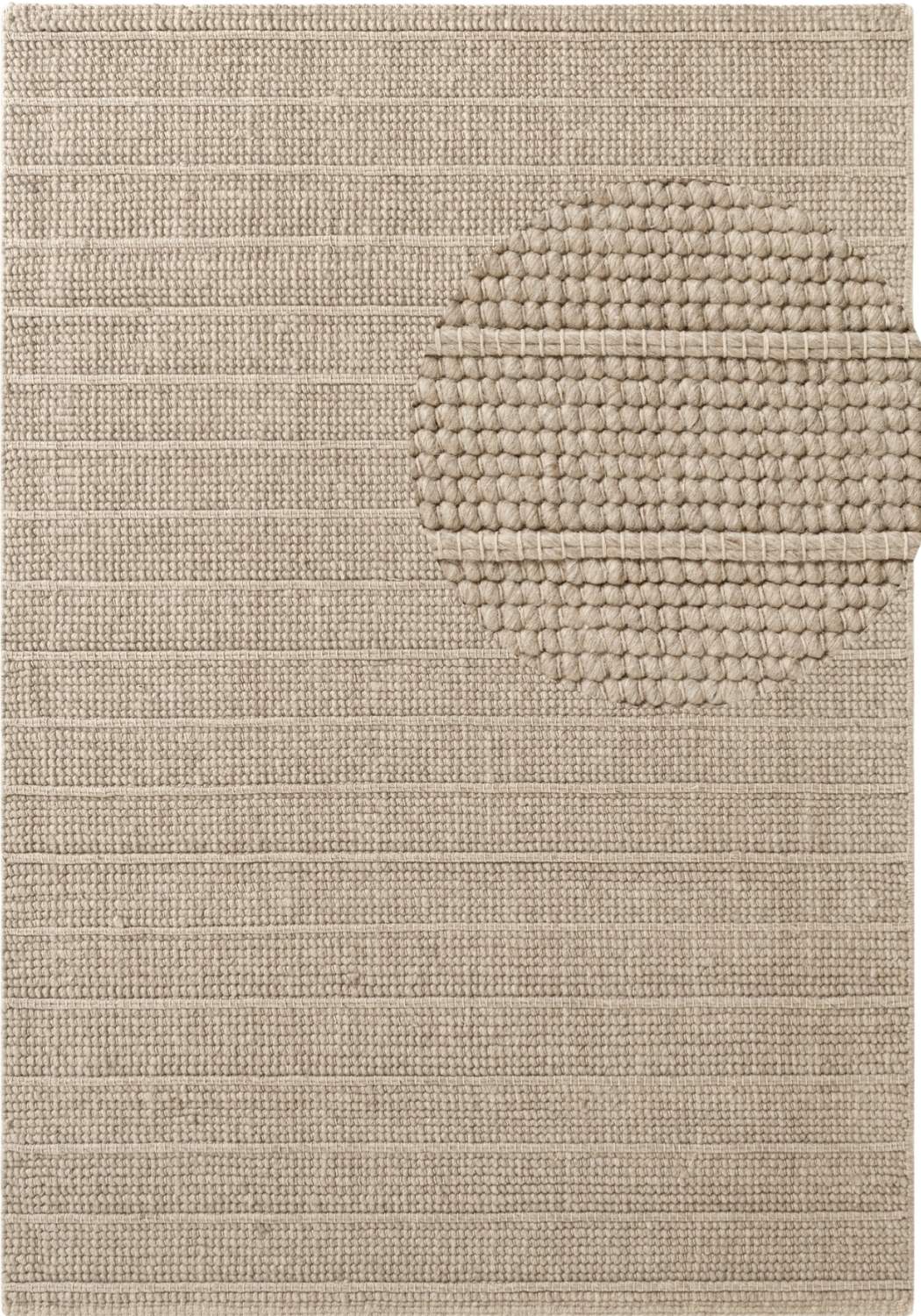 Camden Wool Parker Rug Beige High-quality, textured design, durable pile.
