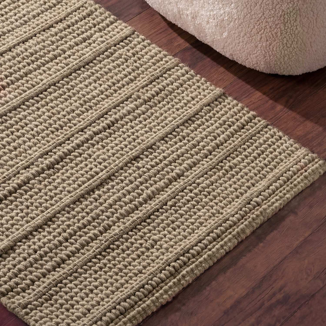 Camden Wool Parker Rug Beige High-quality, textured design, durable pile.