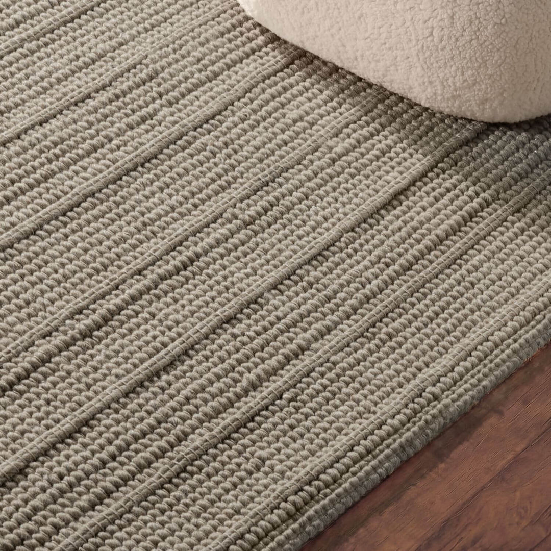 Camden Wool Parker Rug Grey, heat-insulting, striped textured design.