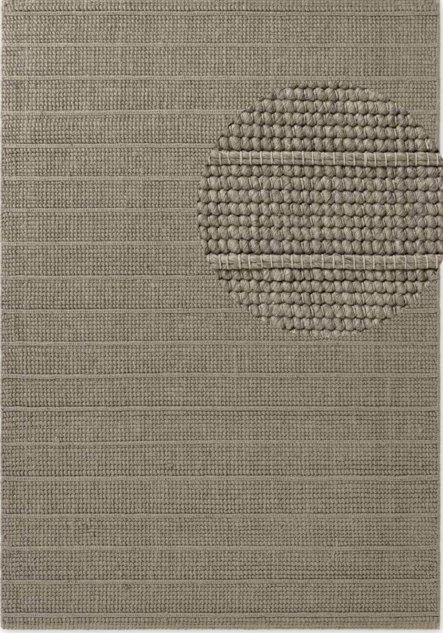 Camden Wool Parker Rug Grey, heat-insulting, striped textured design.