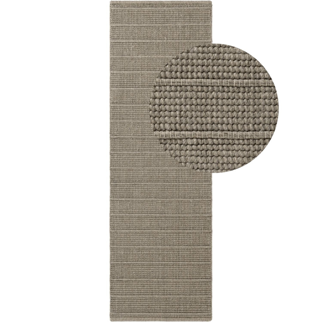 Camden Wool Parker Rug Grey, heat-insulting, striped textured design.