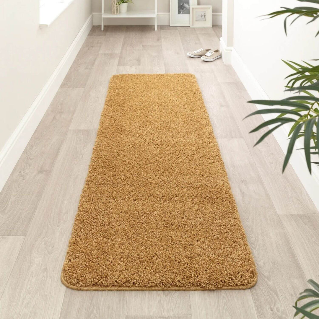 Washable Ochre Shaggy Rug |Stain-Resistant & Family-Friendly