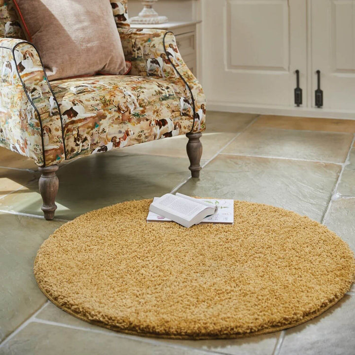 Washable Ochre Shaggy Rug |Stain-Resistant & Family-Friendly
