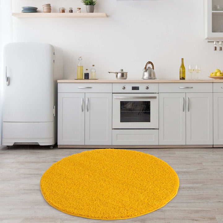 Premium Shaggy Rug Plain Yellow Rectangle Shape | The Rugs