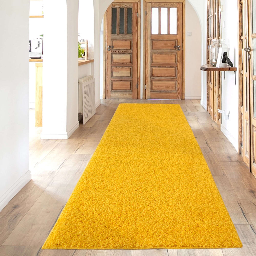 Premium Shaggy Rug Plain Yellow Rectangle Shape | The Rugs