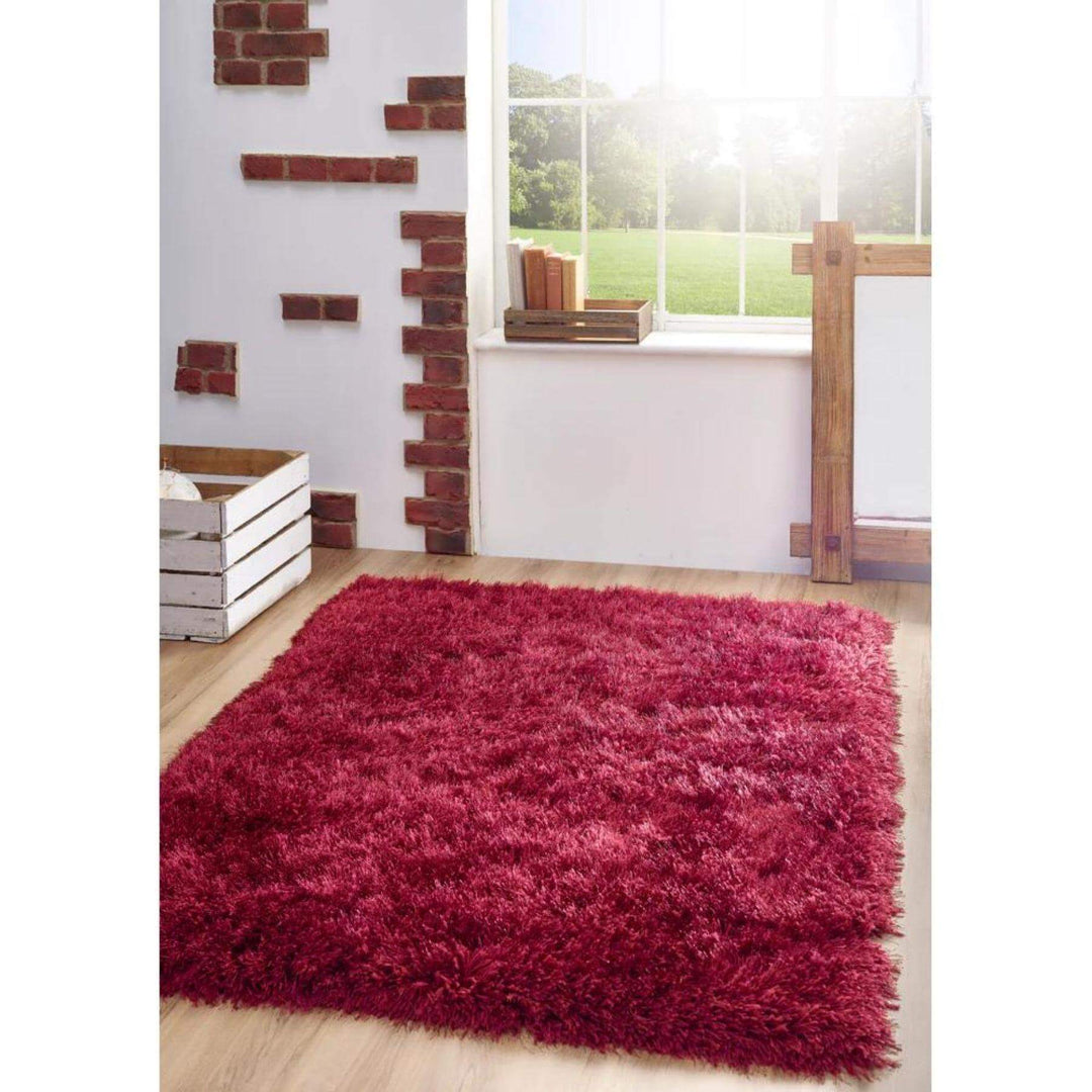 Extravagance Wine Red Shaggy Rug | Luxurious 60's Glamour