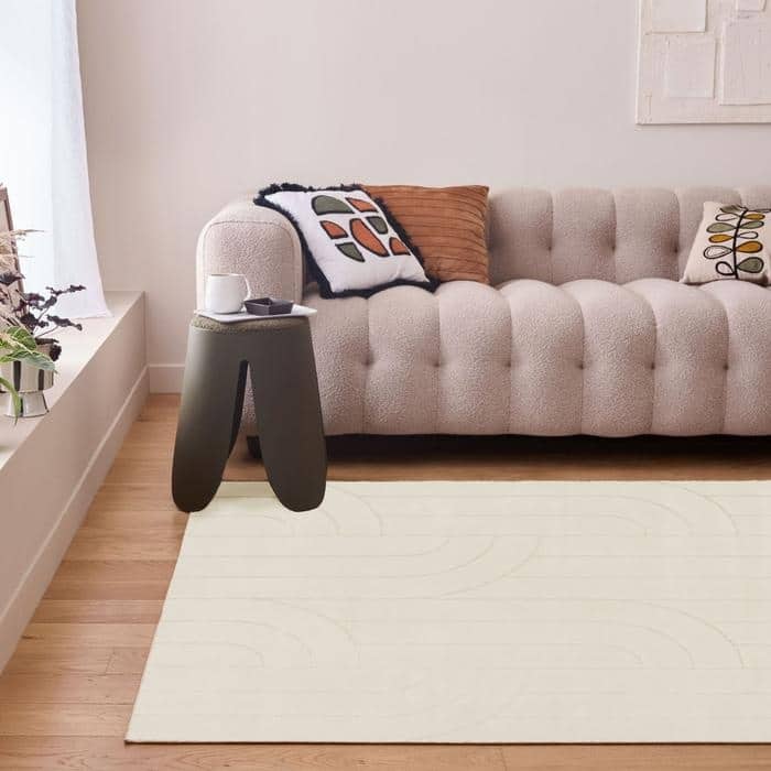 The Rugs Modern Living Room Rug - Geometric Design Halo Rug in Cream