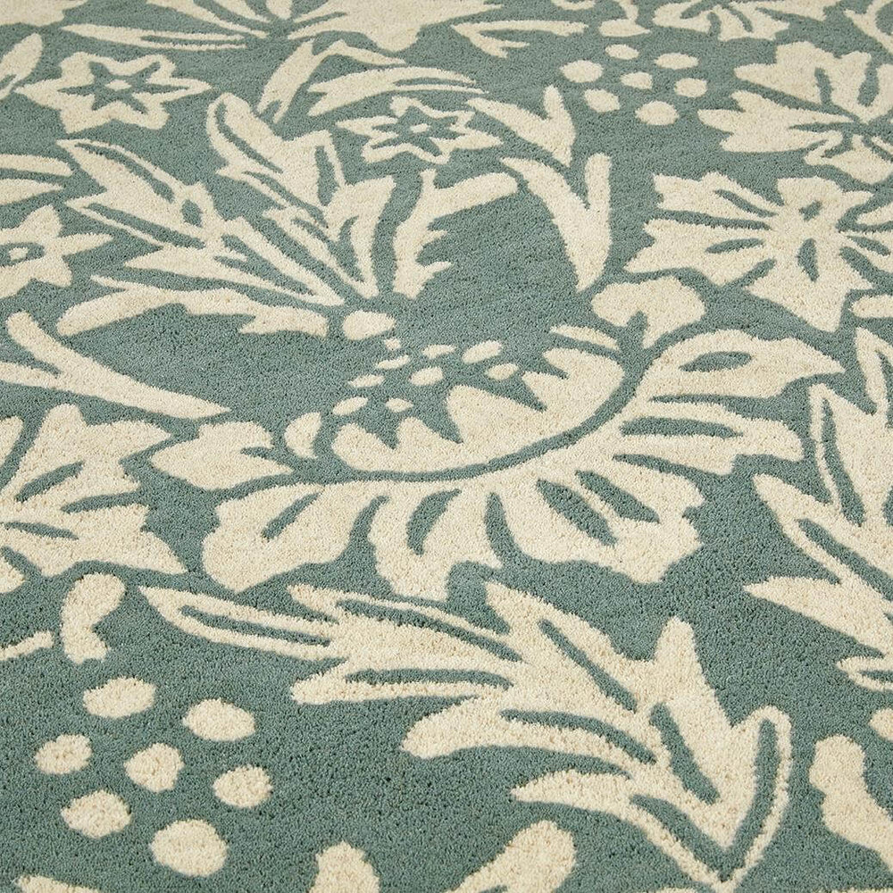 Heritage Green Floral Wool Rug