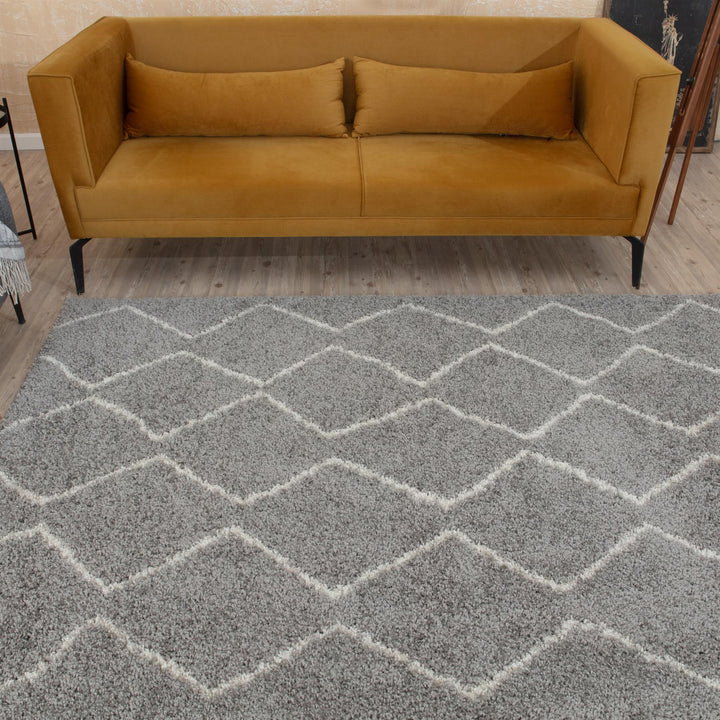 Moroccan Collection Shaggy Rugs in Grey | 810