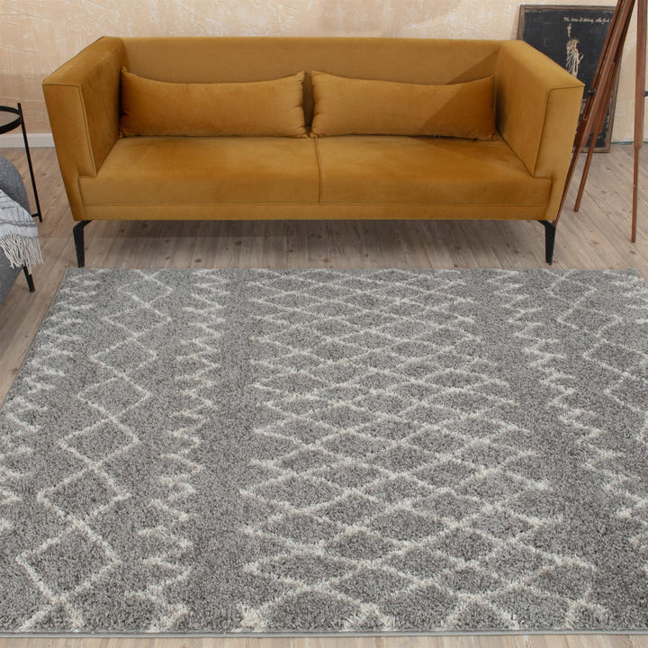 Moroccan Collection Shaggy Rugs in Grey | 910