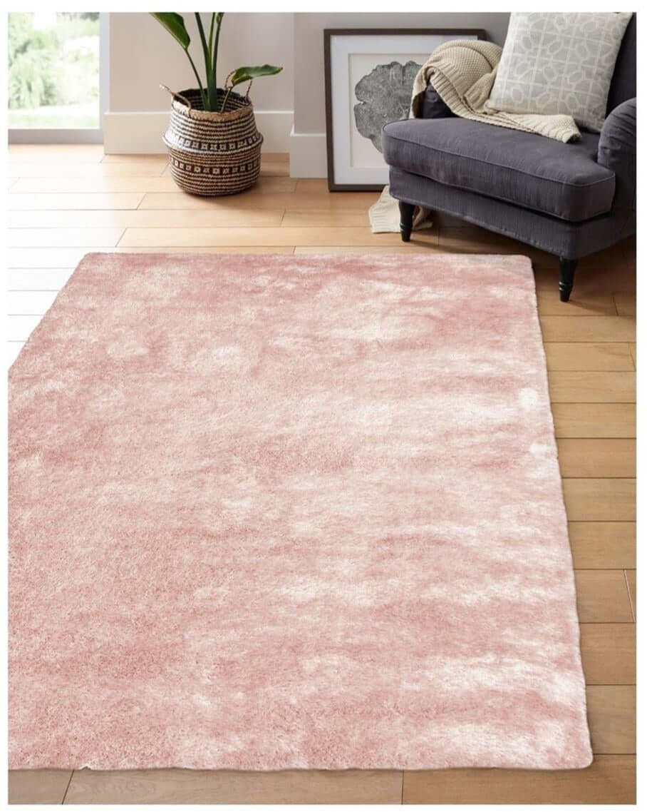 Shimmer Collection Supersoft Shaggy Rug in Pink – The Rugs