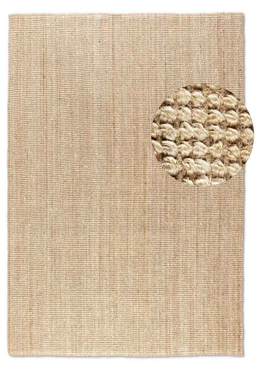Beige handwoven jute rug in a natural colour finish