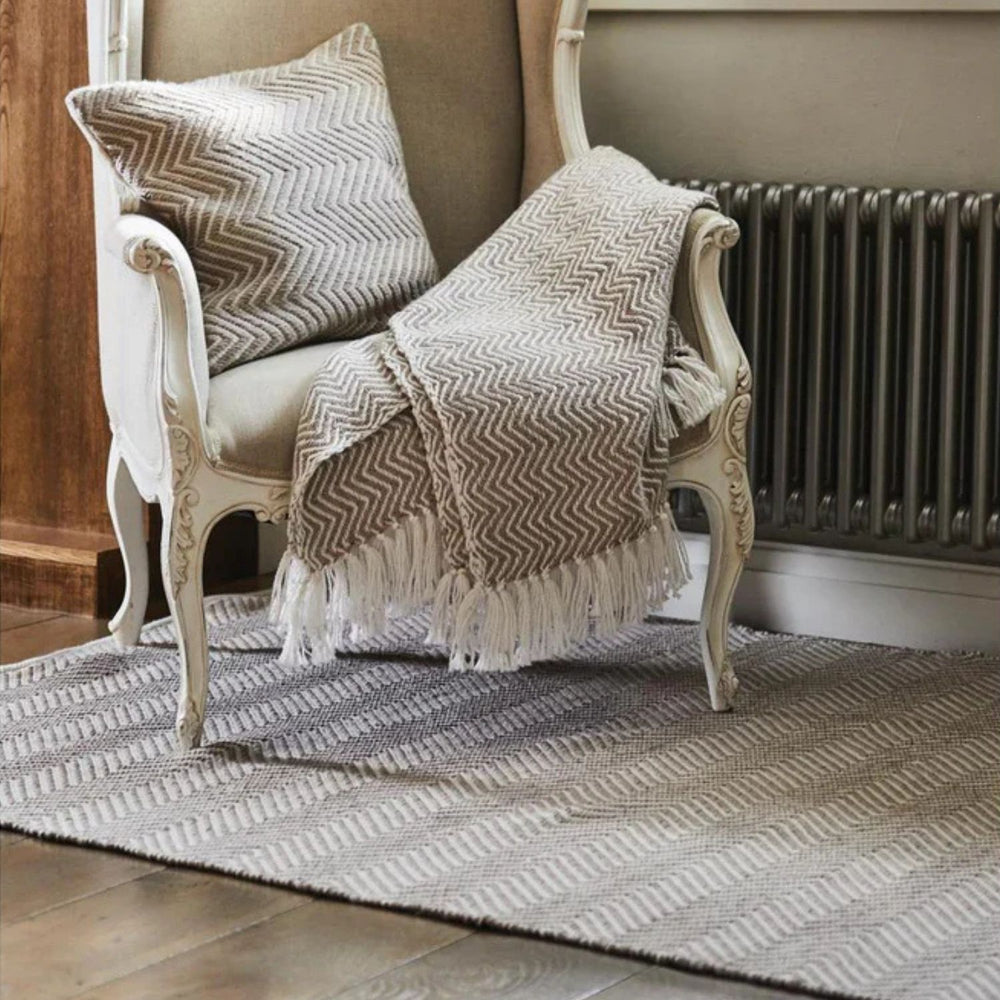 Herringbone Design Woven Throw | Sustainable | The Rugs