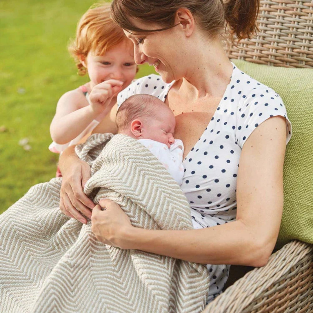 Herringbone Design Woven Throw | Sustainable | The Rugs