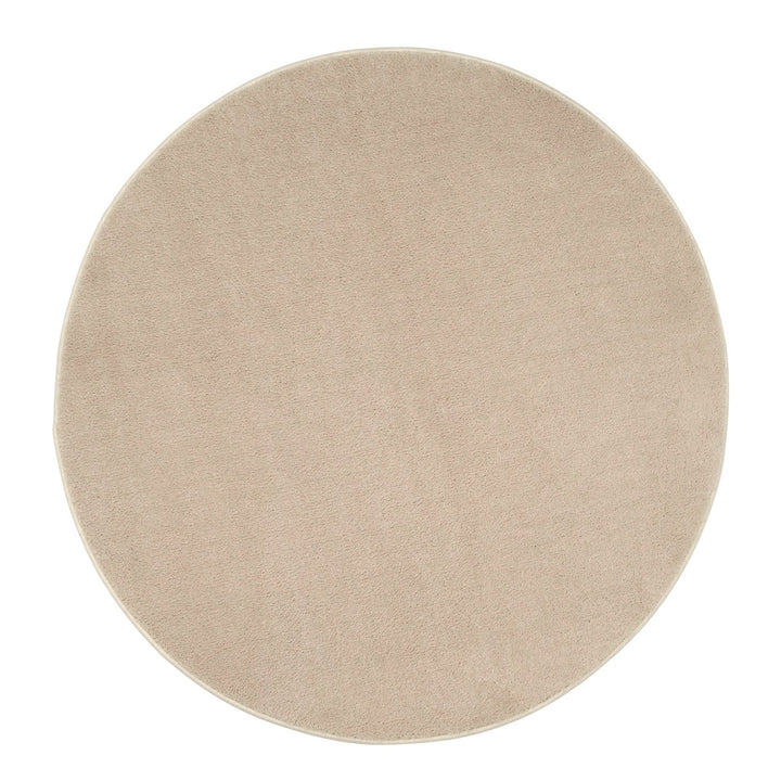 Washmellow beige round washable rug, top view | The Rugs