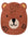 Bear-shaped rug with brown fur, black eyes, and a white muzzle on a white background